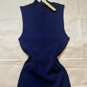 Ambiance Mock Neck Sleeveless Blue Full Length Top Small